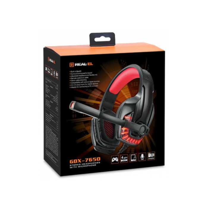 Навушники REAL-EL GDX-7650 Black/Red (EL124100043)