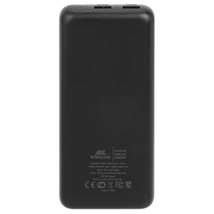 Батарея універсальна RivaCase 20000mA, 45W, QC/PD, LCD, black (RIVAPOWER VA1075 (Black))