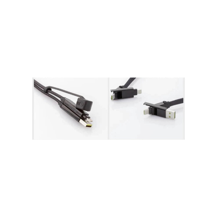Дата кабель 6in1 inCharge XL 0.3m black Rolling Square (XLS01R)