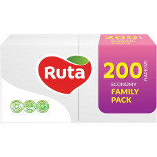 Серветки столові Ruta Family Pack 1 шар 24х24 см Білі 200 шт. (4820023743724)