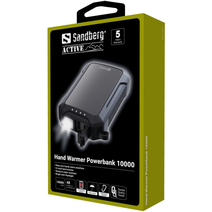 Батарея універсальна Sandberg 10000mAh, Hand Warmer, flashlight 1W, USB-C/USB-A 2A/5V (420-65)