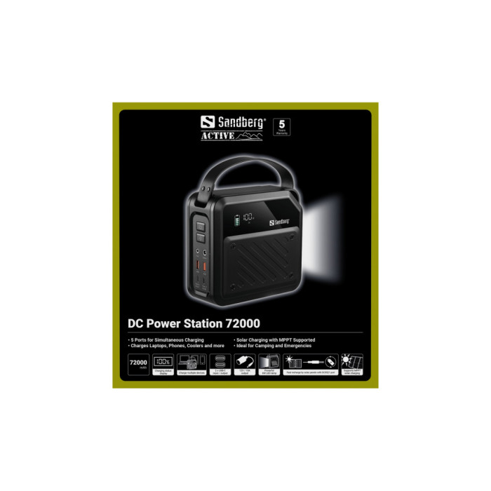 Батарея універсальна Sandberg 72000mAh max 268W, DC9,612,6V/10A, PD/100W(In/Out), LiMnFePO (421-22)