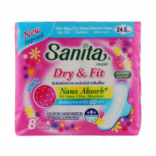 Гігієнічні прокладки Sanita Dry & Fit Slim Wing 24.5 см 8 шт. (8850461090322)