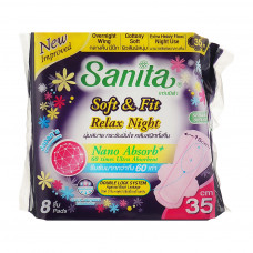 Гігієнічні прокладки Sanita Soft & Fit Relax Night Wing 35 см 8 шт. (8850461601061)