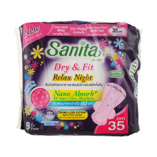 Гігієнічні прокладки Sanita Dry & Fit Relax Night Wing 35 см 8 шт. (8850461601450)