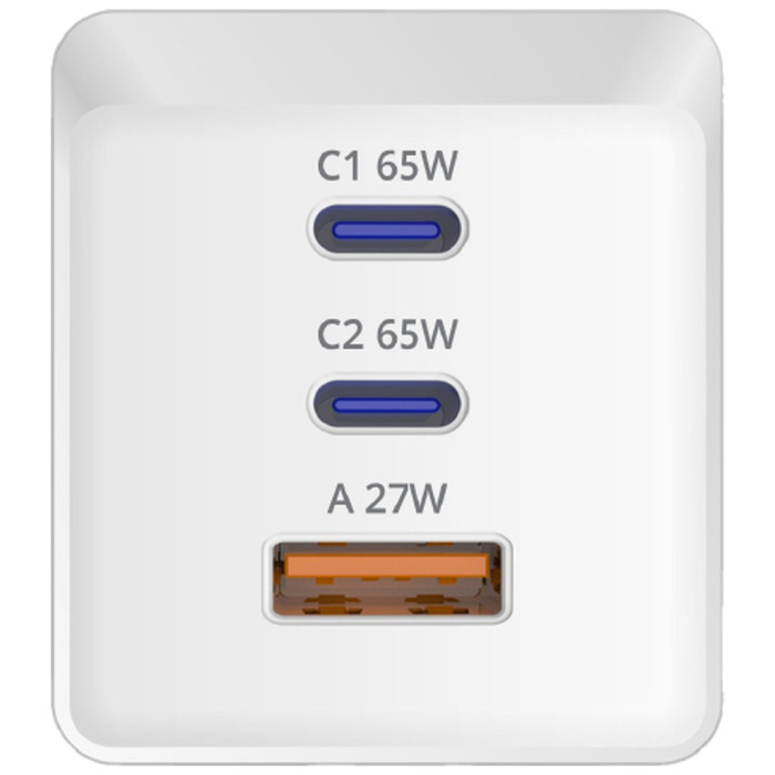 Зарядний пристрій Sigma 2xUSB-C PD65W + 1xUSB QC3.0 GaN X-power PS65-01 white (4827798637715)