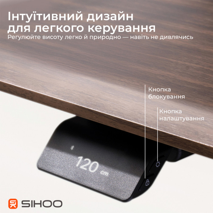 Комп'ютерний стіл Sihoo з електрорегулюванням висоти D07 1.8m Walnut/Black (D07A-101/D07J-101-AB/D07-P)