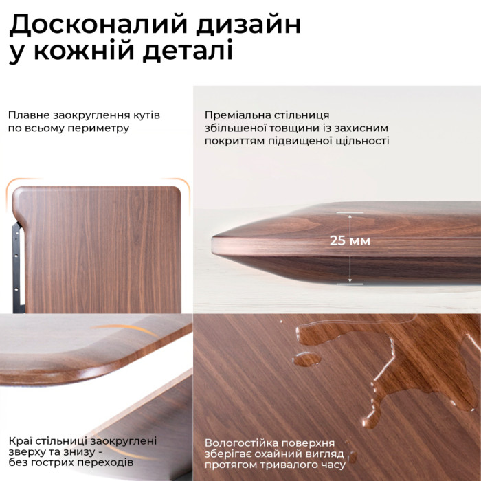 Комп'ютерний стіл Sihoo з електрорегулюванням висоти D07 1.6m Walnut/Black (D07B-101/D07J-101-AB)