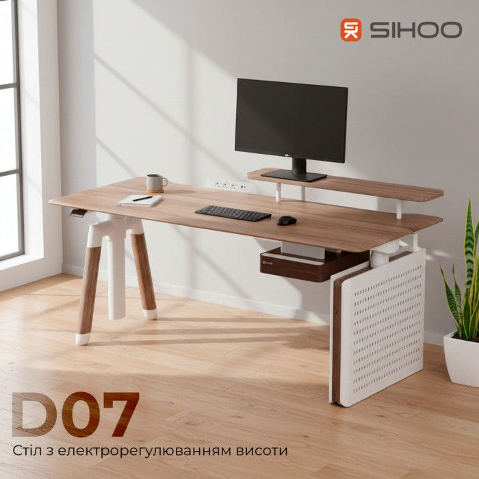 Комп'ютерний стіл Sihoo з електрорегулюванням висоти D07 1.6m Maple/White (D07B-102/D07J-102-AB)