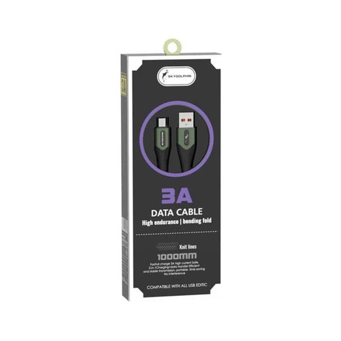Дата кабель USB 2.0 AM to Micro 5P 1.0m 3A braided dark green SkyDolphin (USB-000584)