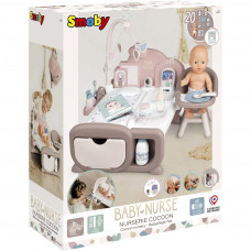 Ігровий набір Smoby Toys Baby Nurse Дитяча кімната зі звуковими ефектами, з пупсом та аксесуарами (220375)