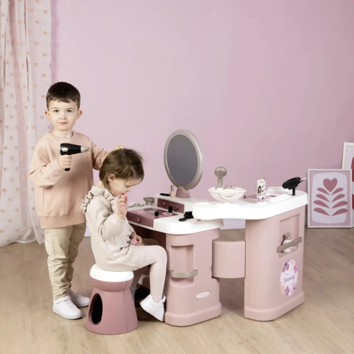 Ігровий набір Smoby Б'юті салон. Стиліст з набором косметики, звук. та світл. ефекти, 32 аксесуара (7600320256)