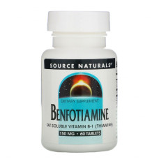 Вітамінно-мінеральний комплекс Source Naturals Бенфотіамін, 150 мг, Benfotiamine, 60 таблеток (SN1906)
