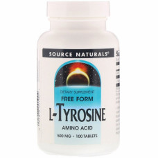 Амінокислота Source Naturals L-Тирозин 500 мг, L-Tyrosine, 100 таблеток (SNS-00190)