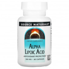 Антиоксидант Source Naturals Альфа-ліпоєва кислота, 300 мг, Alpha Lipoic Acid, 60 капсул (SNS-01764)