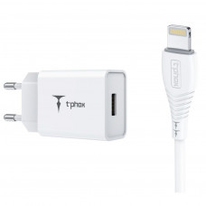 Зарядний пристрій T-Phox Mini 12W 2.4A + Lightning cable 1.2m (White) (Mini(W)+Lightning)