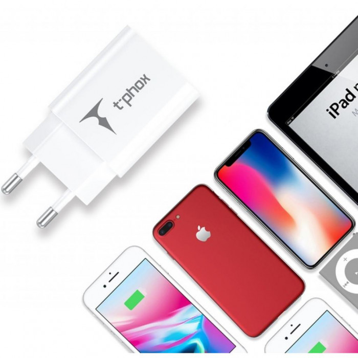 Зарядний пристрій T-Phox Mini 12W 2.4A + Type-C cable 1.2m (White) (Mini(W)+Type-C)