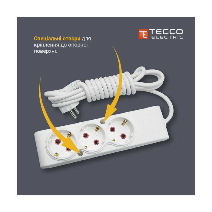 Мережевий подовжувач TECCO 3м 6 постів white (8681277842313)