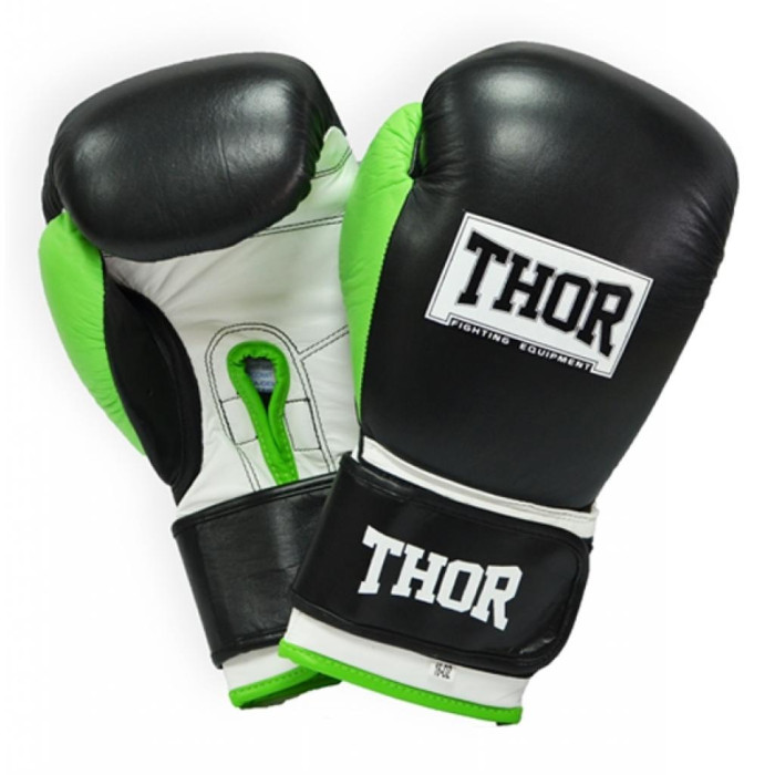 Боксерські рукавички Thor Typhoon 10oz Black/Green/White (8027/01(Leather) B/GR/W 10 oz.)