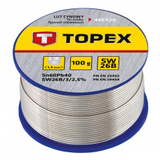 Припій для пайки Topex олов'яний 60%Sn, дрiт 1.5 мм,100 г (44E524)