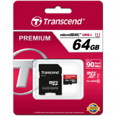 Карта пам'яті Transcend 64Gb microSDXC Class10 UHS-I+ SD-adapter (TS64GUSDU1)