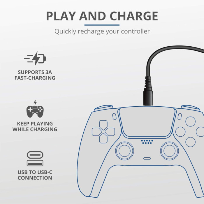 Дата кабель USB 2.0 AM to USB-C 3.0m GXT 226 for PS5 black Trust (24168_TRUST)