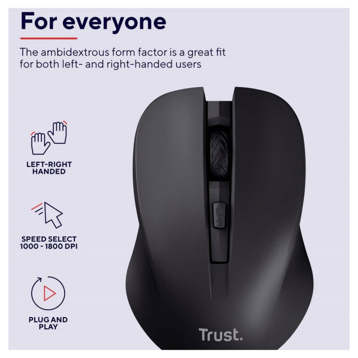 Мишка Trust Mydo Silent Wireless Black (25084)