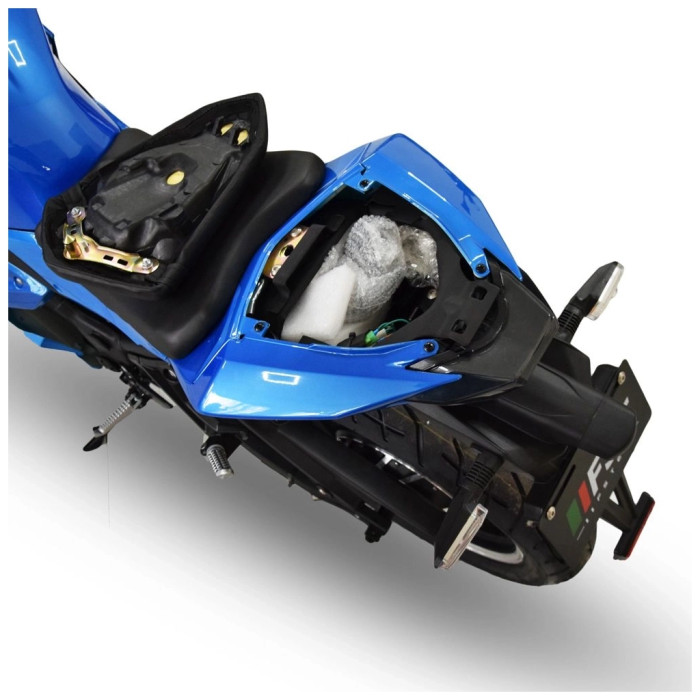 Електроскутер TV6 mid-drive FST 3000W 72V 60Ah white & blue (291186)