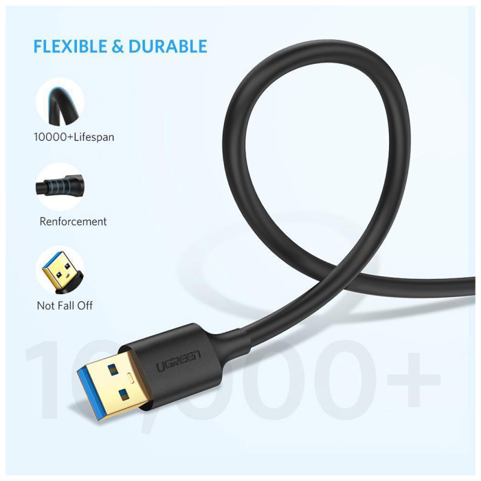 Дата кабель USB 3.0 AM/AM 0.5m US128 black Ugreen (10369)