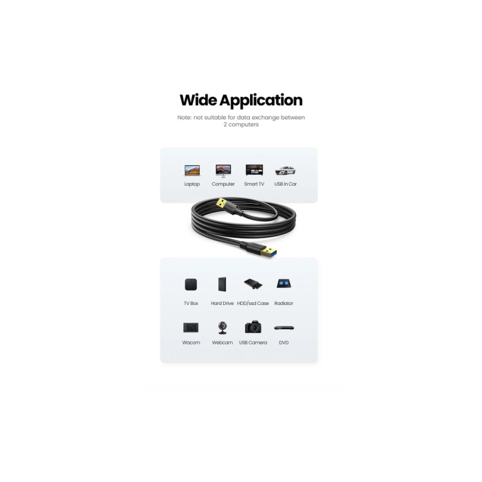 Дата кабель USB 3.0 AM/AM 2.0m US128 black Ugreen (10371)