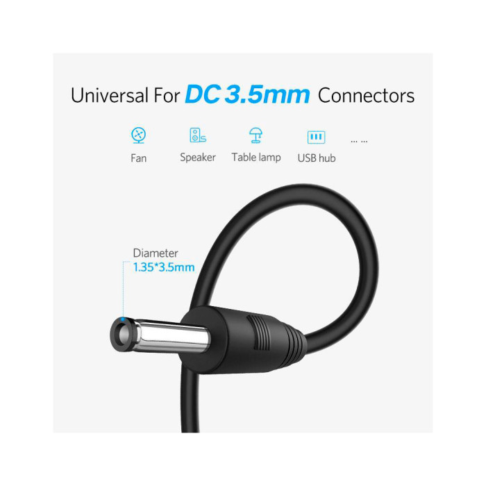 Кабель живлення USB to DC 3.5mm 5V 1.0m black Ugreen (10376)
