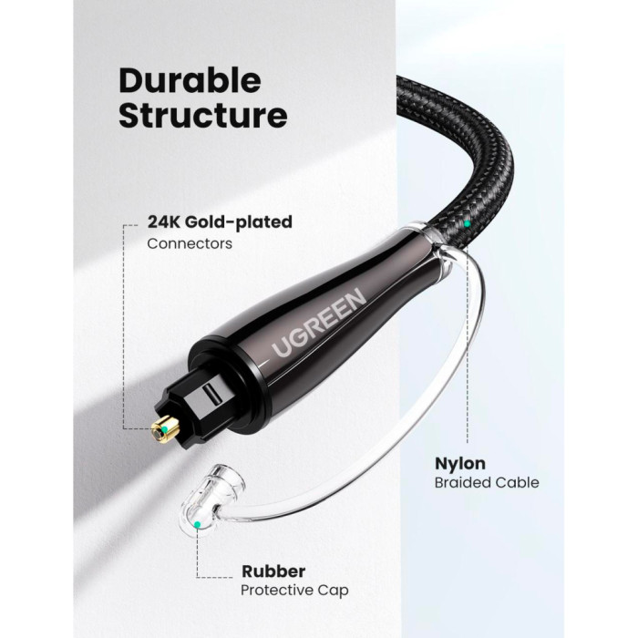 Кабель мультимедійний Optical Toslink 2.0m AV108 black Ugreen (10540)
