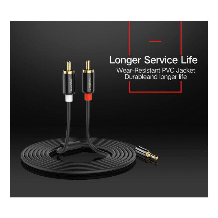 Кабель мультимедійний 3.5mm M to 2xRCA M 5.0m AV116 black Ugreen (10591)
