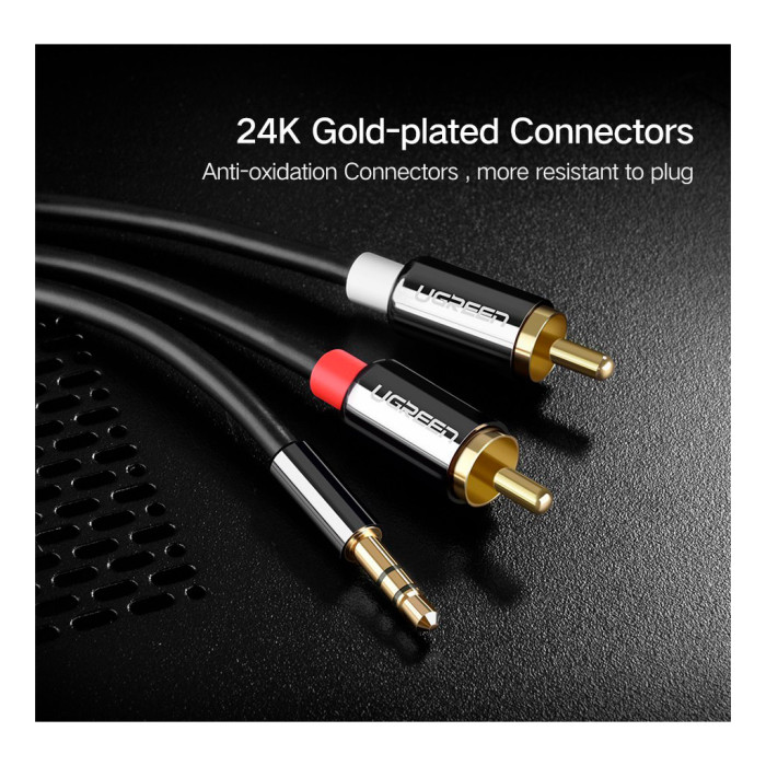 Кабель мультимедійний 3.5mm M to 2xRCA M 5.0m AV116 black Ugreen (10591)