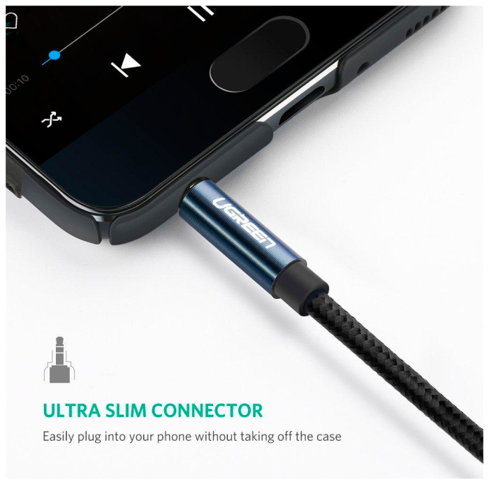 Кабель мультимедійний 3.5mm M to 3.5mm M 1.0m AV112 blue Ugreen (10685)