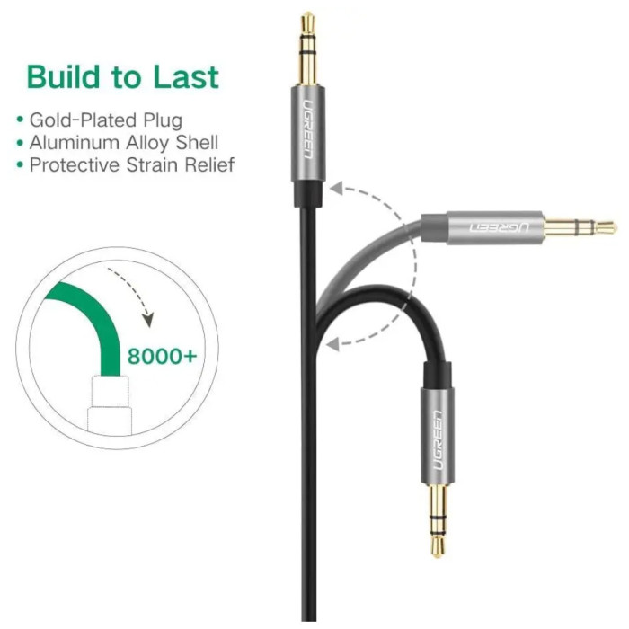 Кабель мультимедійний 3.5mm M to 3.5mm M 2.0m AV119 black Ugreen (10735)
