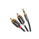 Кабель мультимедійний 3.5mm M to 2xRCA M 1.0m AV116 black Ugreen (10749)