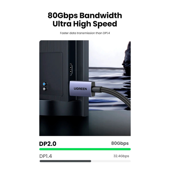 Кабель мультимедійний DisplayPort M to DisplayPort M 1.0m 16K DP118 black Ugreen (15383)