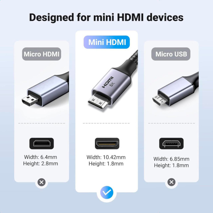 Кабель мультимедійний HDMI M to HDMI mini M 1.0m 8K HD163 black Ugreen (15514)