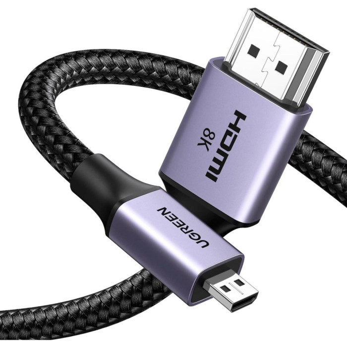 Кабель мультимедійний HDMI M to HDMI micro M 2.0m V2.1 8K60Hz HD164 black Ugreen (15517)