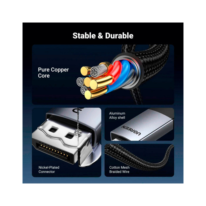 Кабель мультимедійний DisplayPort M to HDMI M 2.0m V2.0 4K60Hz DP119 black Ugreen (15774)