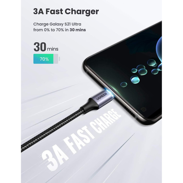 Дата кабель USB-C 3.1 to Micro USB 3.0 1.0m 3A US312 black Ugreen (20103)