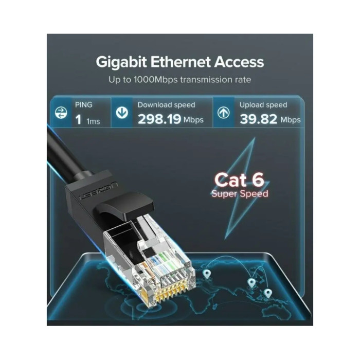 Патч-корд 5м, U/UTP Cat 6 CCA Lan Cable NW102 Black Ugreen (20162)