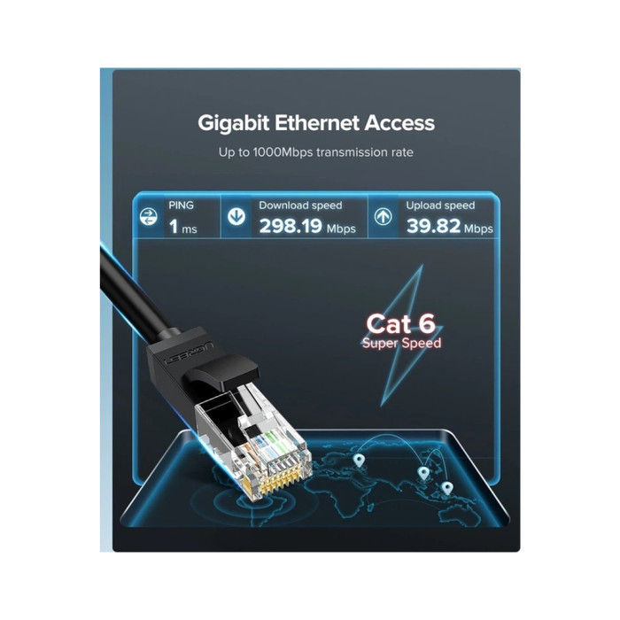 Патч-корд 10м UTP cat 6 NW102 Lan Cable Black Ugreen (20164)