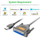 Кабель для принтера USB 2.0 to DB25 2.0m US167 black Ugreen (20224)
