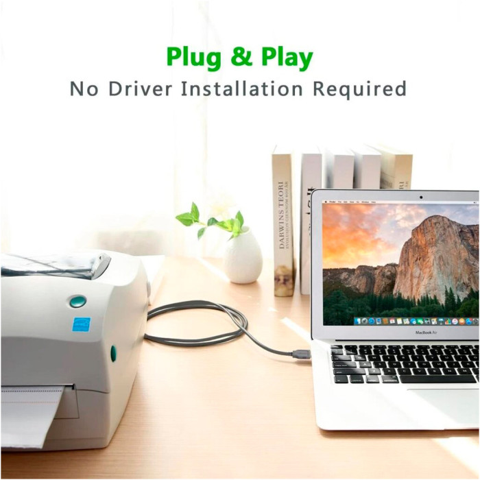 Кабель для принтера USB 2.0 to DB25 2.0m US167 black Ugreen (20224)