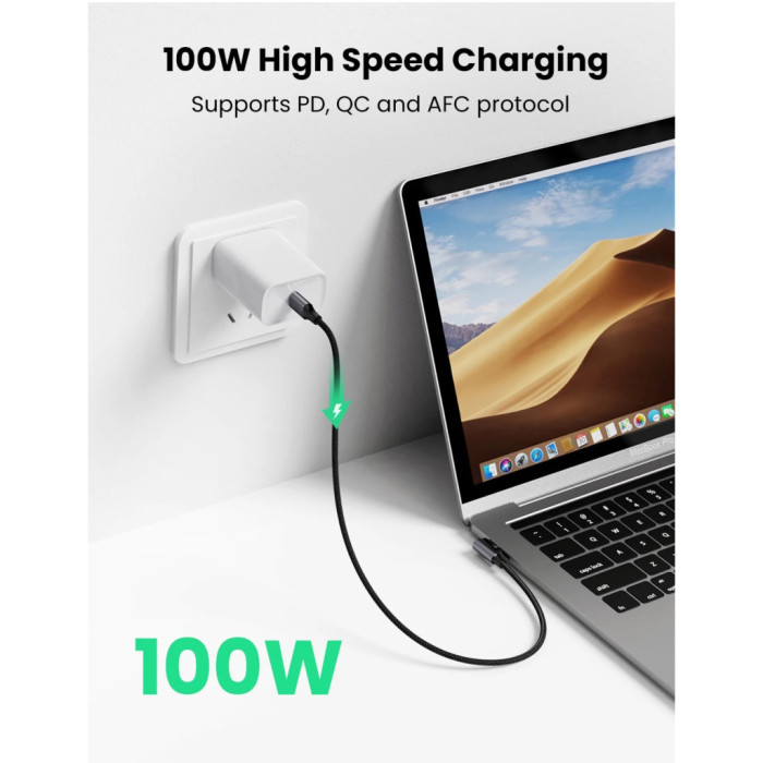 Дата кабель USB-C 2.0 to USB-C 3.0m 90° corner US334 black Ugreen (20583)