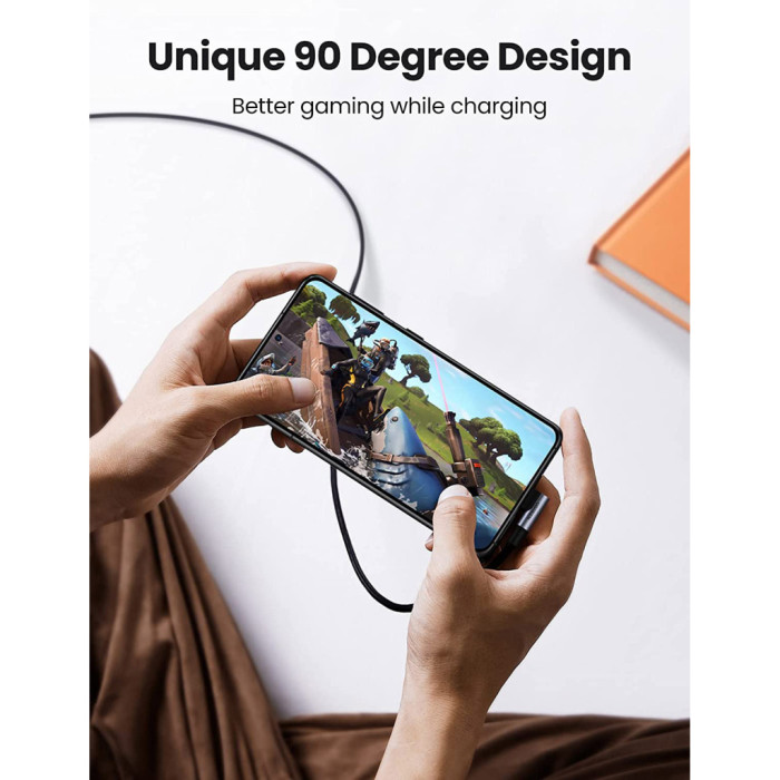 Дата кабель USB-C 2.0 to USB-C 3.0m 90° corner US334 black Ugreen (20583)
