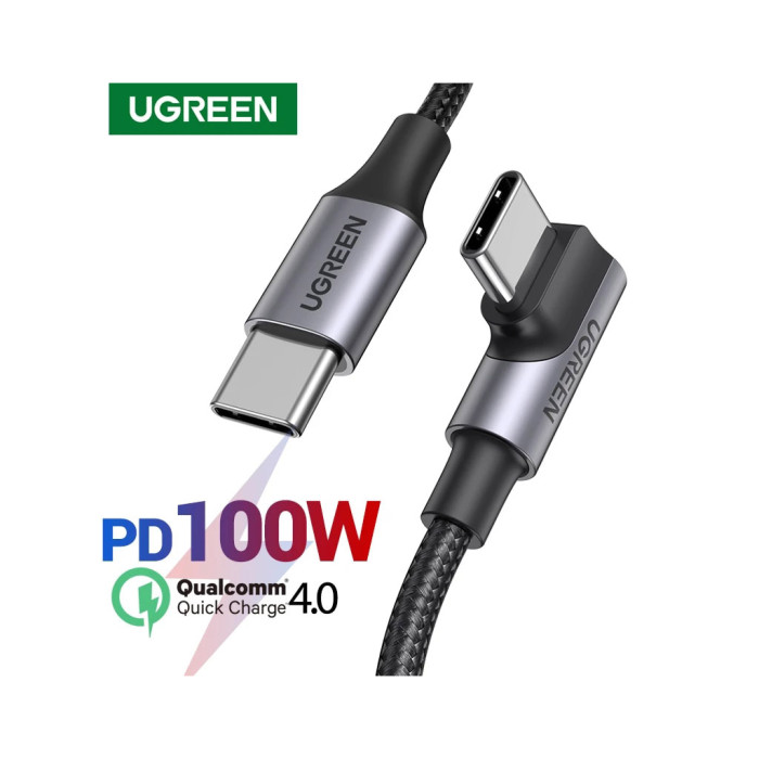 Дата кабель USB-C 2.0 to USB-C 3.0m 90° corner US334 black Ugreen (20583)