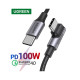 Дата кабель USB-C 2.0 to USB-C 3.0m 90° corner US334 black Ugreen (20583)